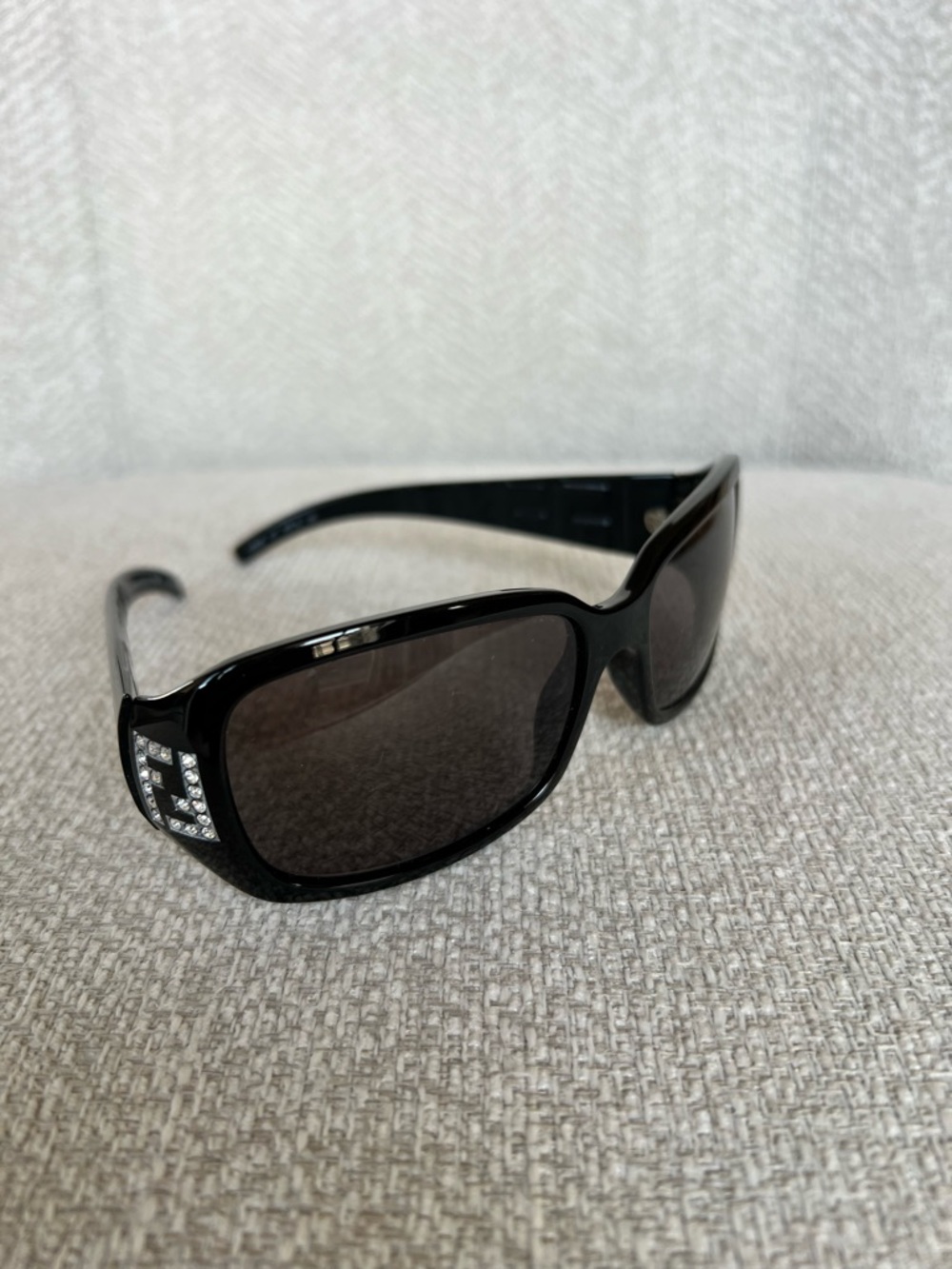 Fendi Black Sunglasses with Crystal Logo Accents